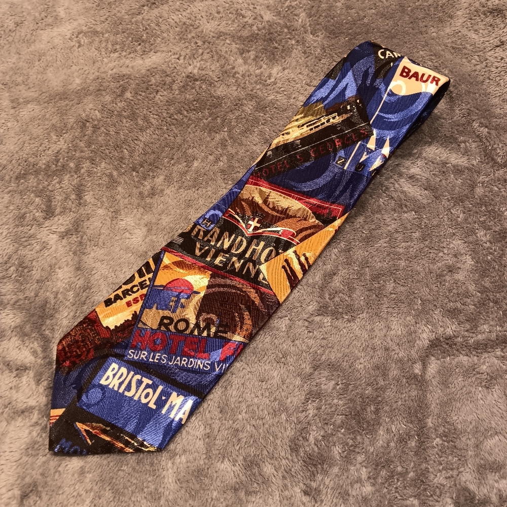 Vintage Ron Chereskin Polyester Neck Tie European Rome